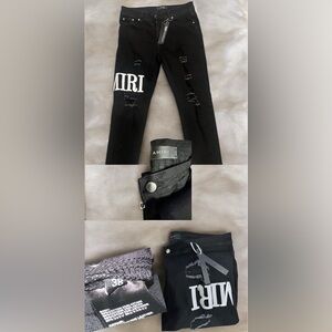 AMIRI Black Distressed Denim Pants